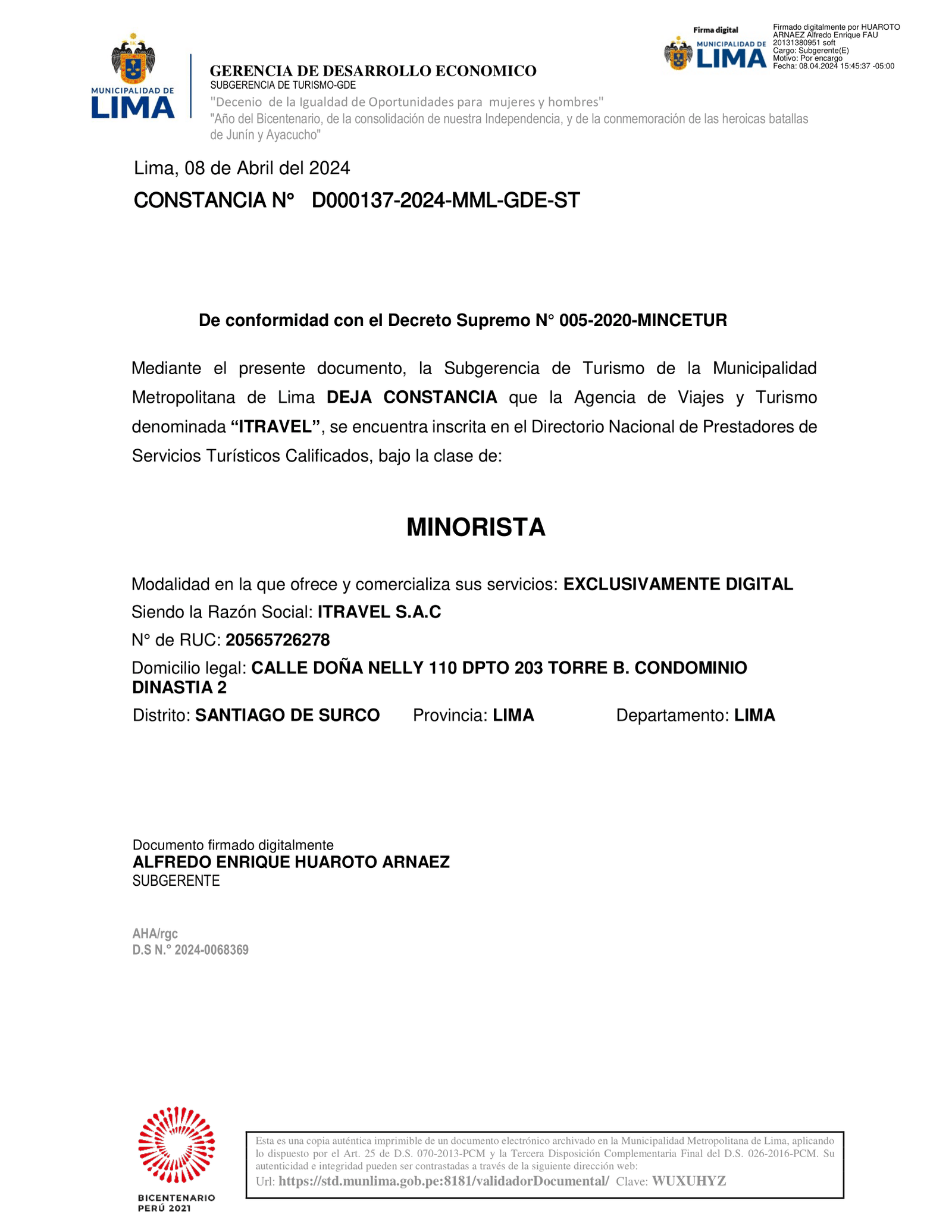Registro MINCETUR